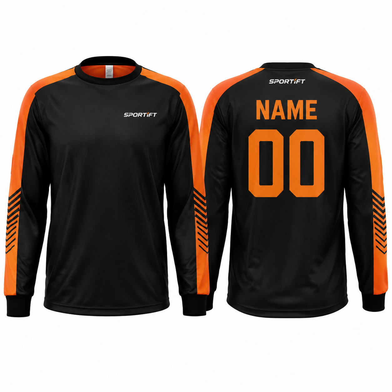 Schwarzes & oranges Torwarttrikot Langarm Fußballtrikot