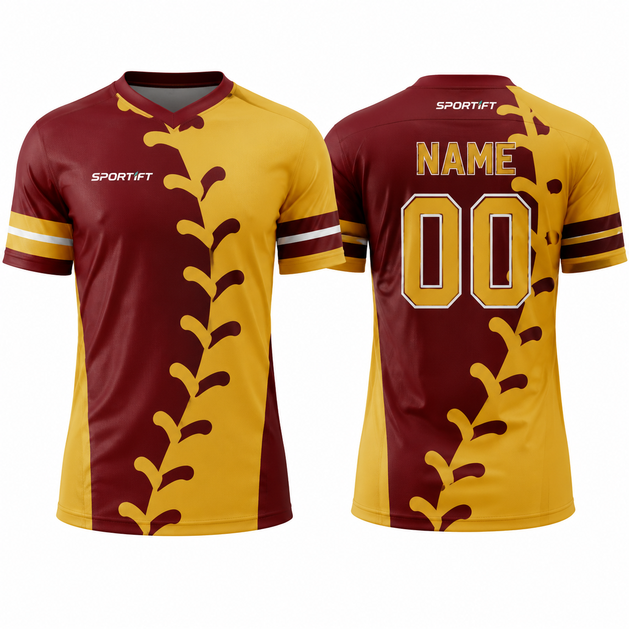 Maroon-Gold V-Neck Fußball Trikot – Dynamisch & Individuell