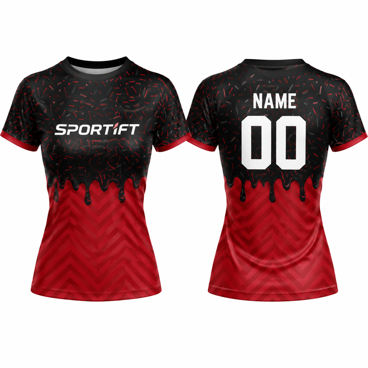 Schwarz-Rotes Fußball-Trikot mit Tropfen-Waffel-Design – Individuell bedruckbar
