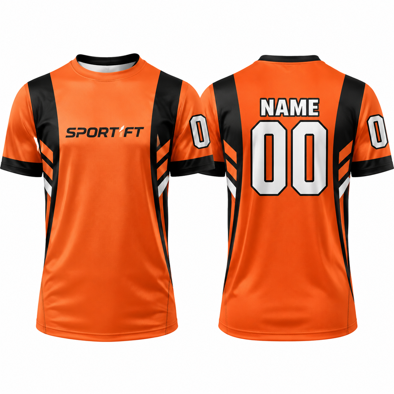Orange-Schwarz Fußballtrikot mit seitlichen Paneelen - Einzigartiges Design