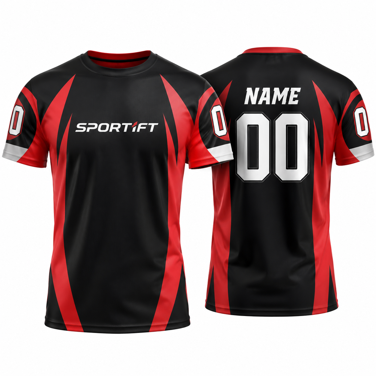 Fußball-Trikot Rot Schwarz Wellen-Design