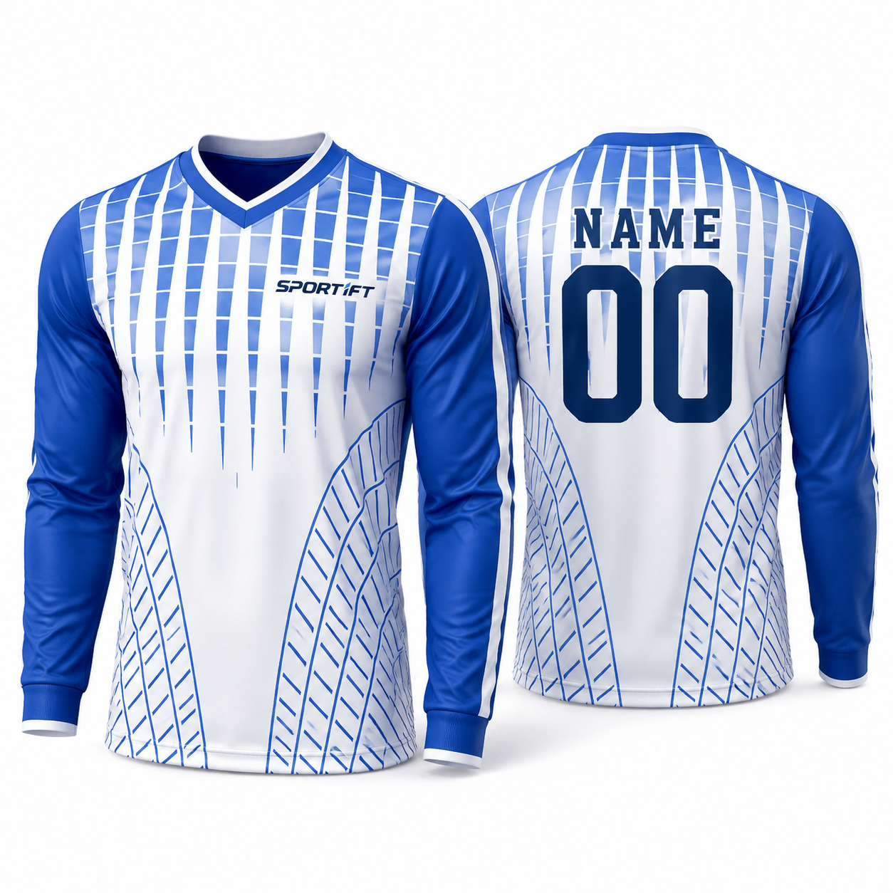 Fußball-Trainingsshirt mit geometrischem Muster in Blau und Weiß - Dynamo