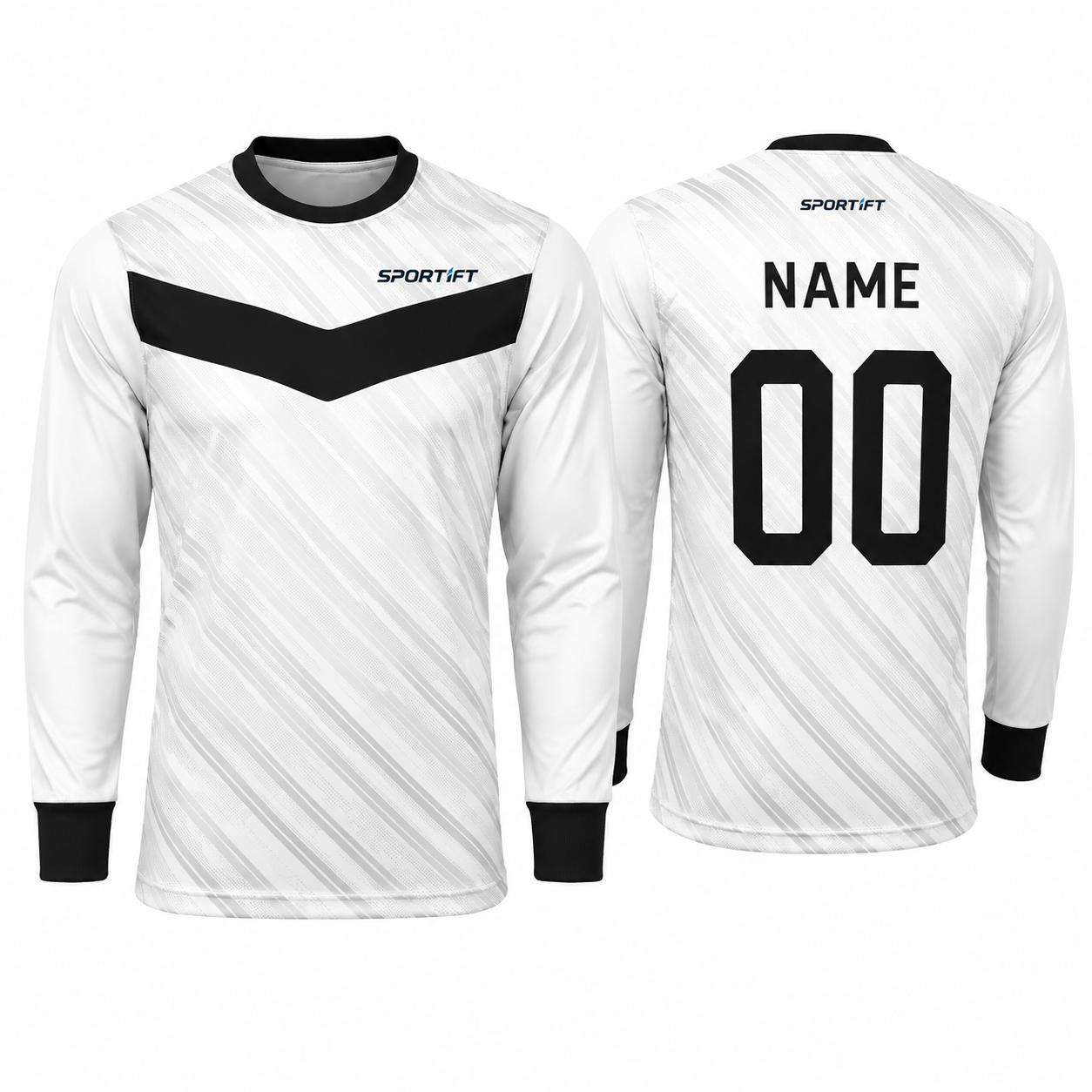 Fußball-Trainings-Trikot langarm Weiß/Schwarz Retro Italien-Stil