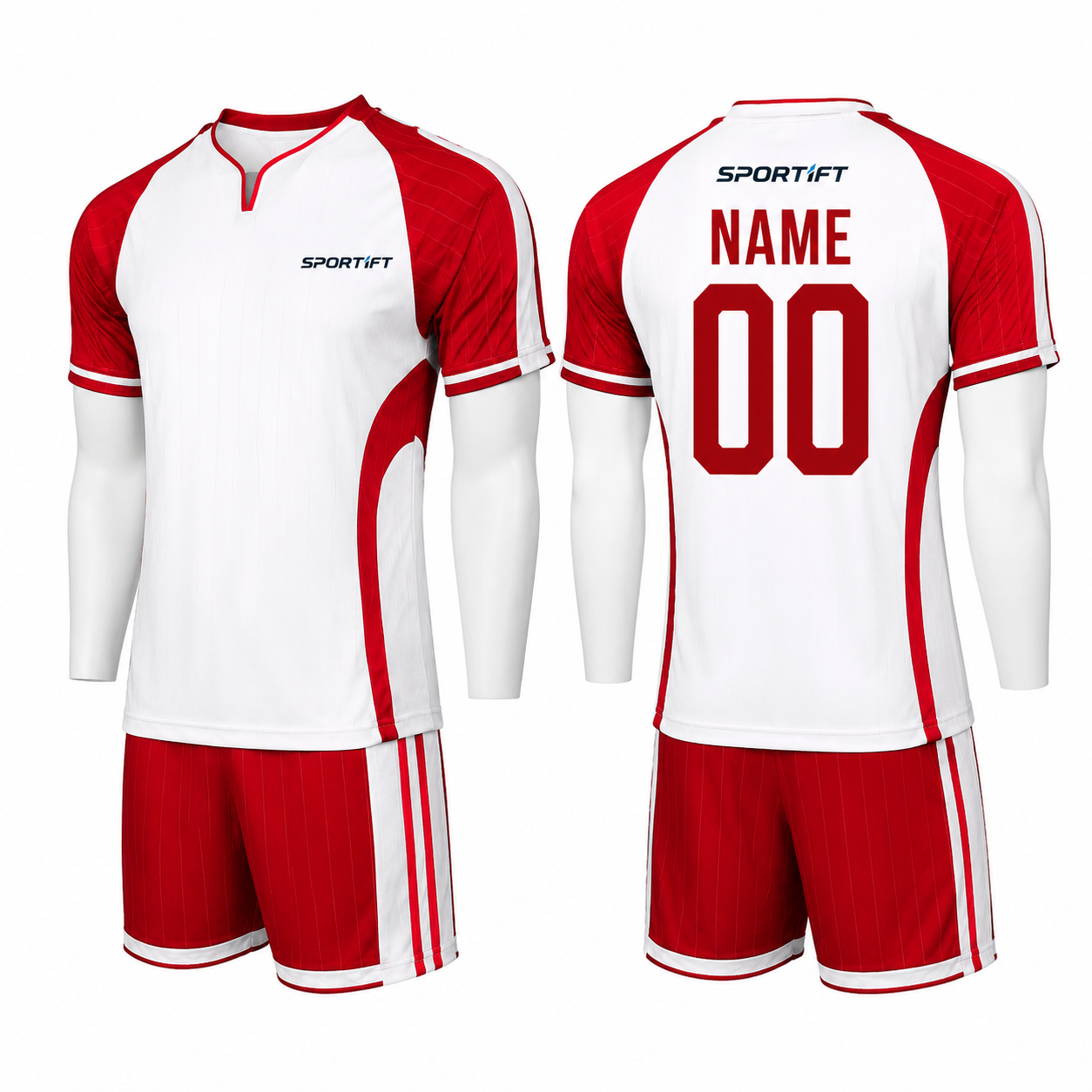 Dynamisches Rot-Weiß Fußballtrikot-Set für Training & Spiel