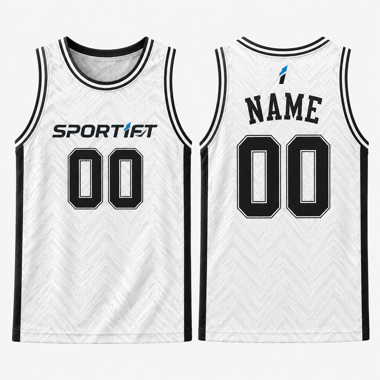 Basketball-Tanktop Weiß/Schwarz mit Texture-Vintage-Design