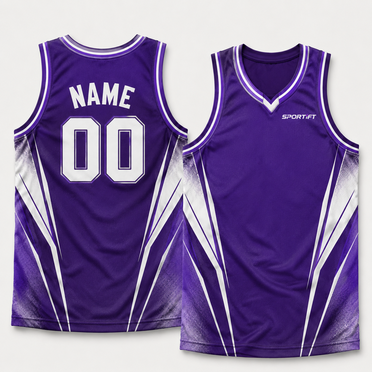 Basketball-Trikot Set Lila-Weiß