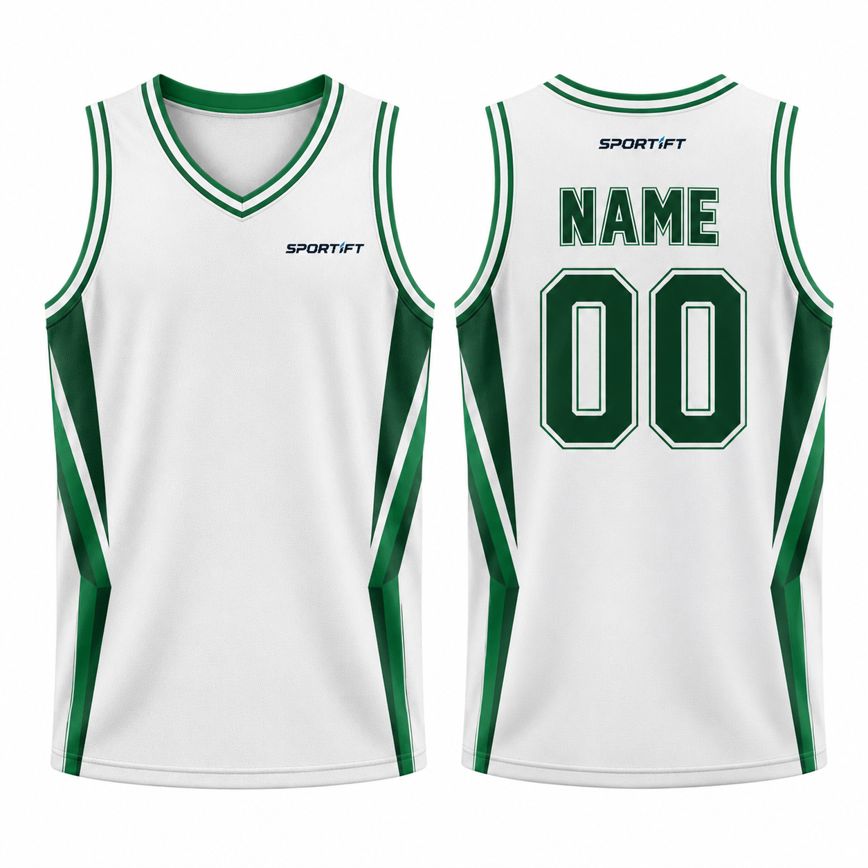 Grün-Weiß Basketball Tank Top - Retro Classic Jersey