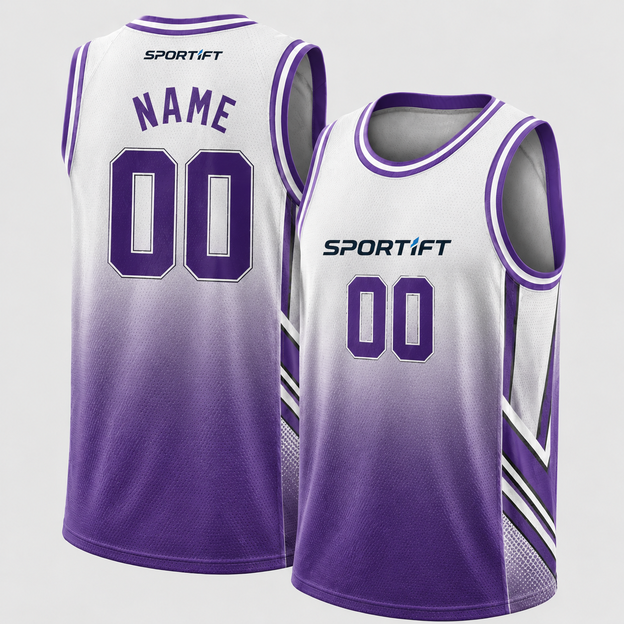 Basketball Trikot Set Weiß Lila - Custom Player 23