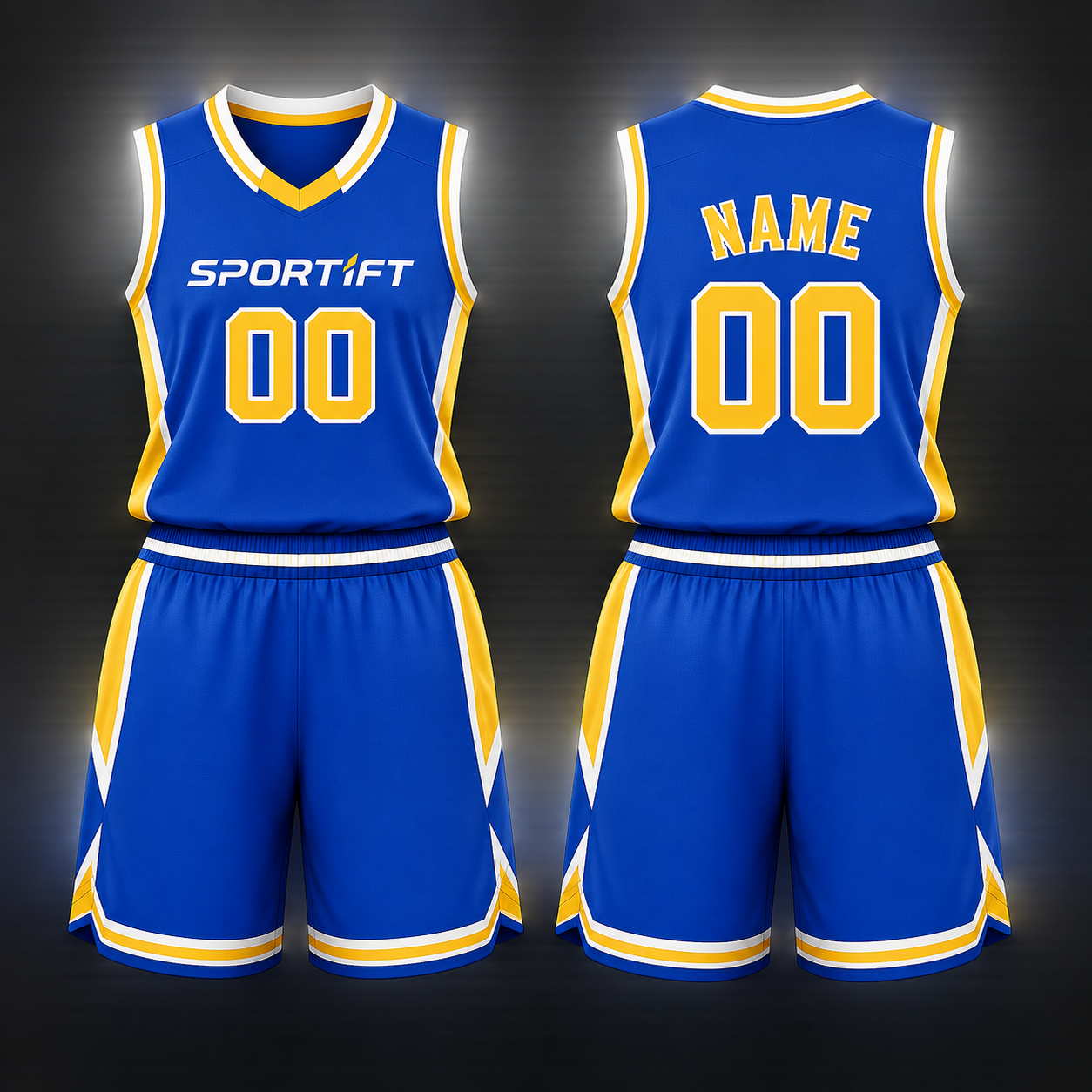 Basketball Trikot Set Royalblau Gelb - Team Edition