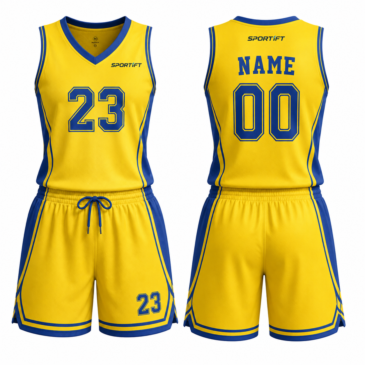 Damen Basketball Trikot Set Gelb Blau - ROSE 23