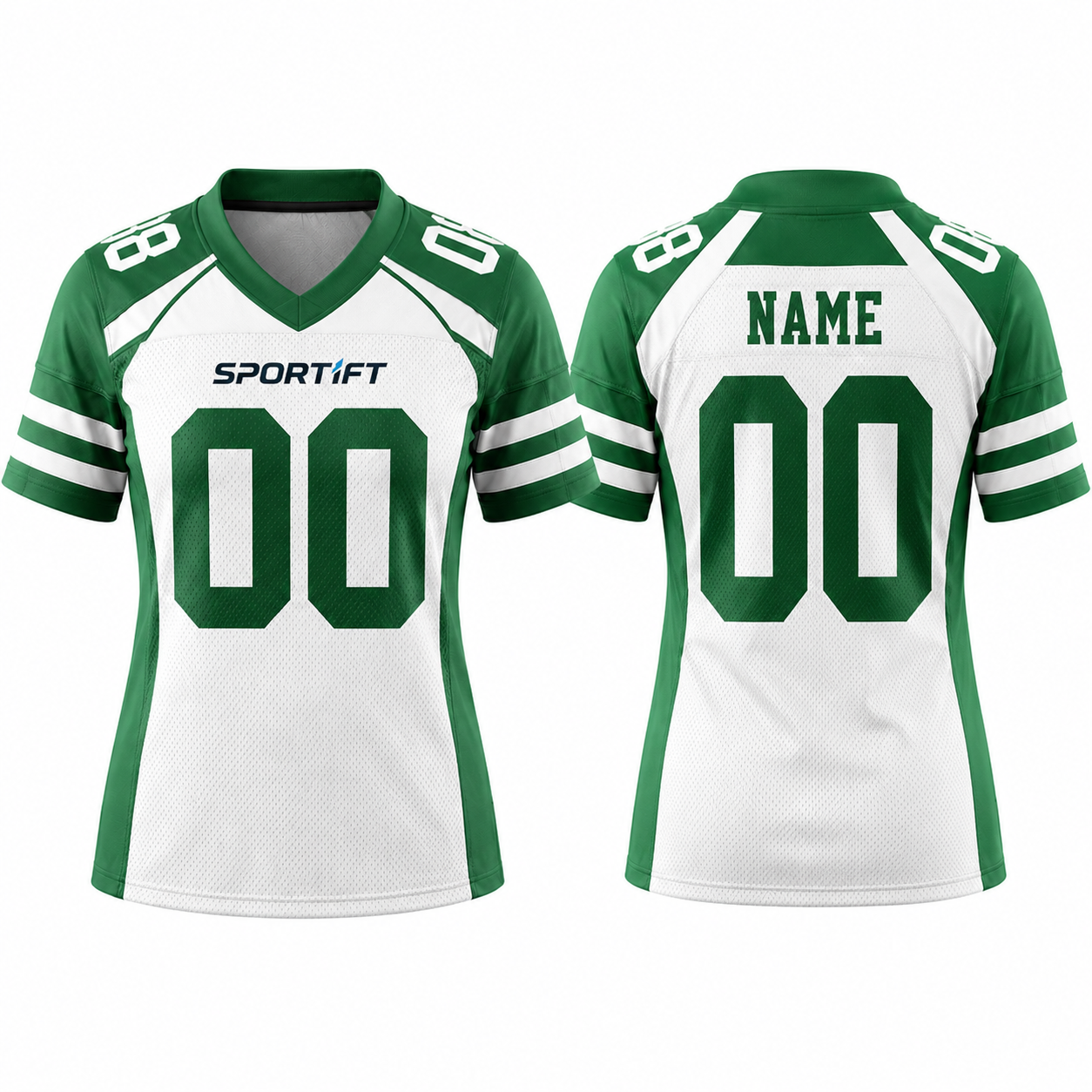 American Football Jersey 'QUEENS' Nr. 08 Grün/Weiß