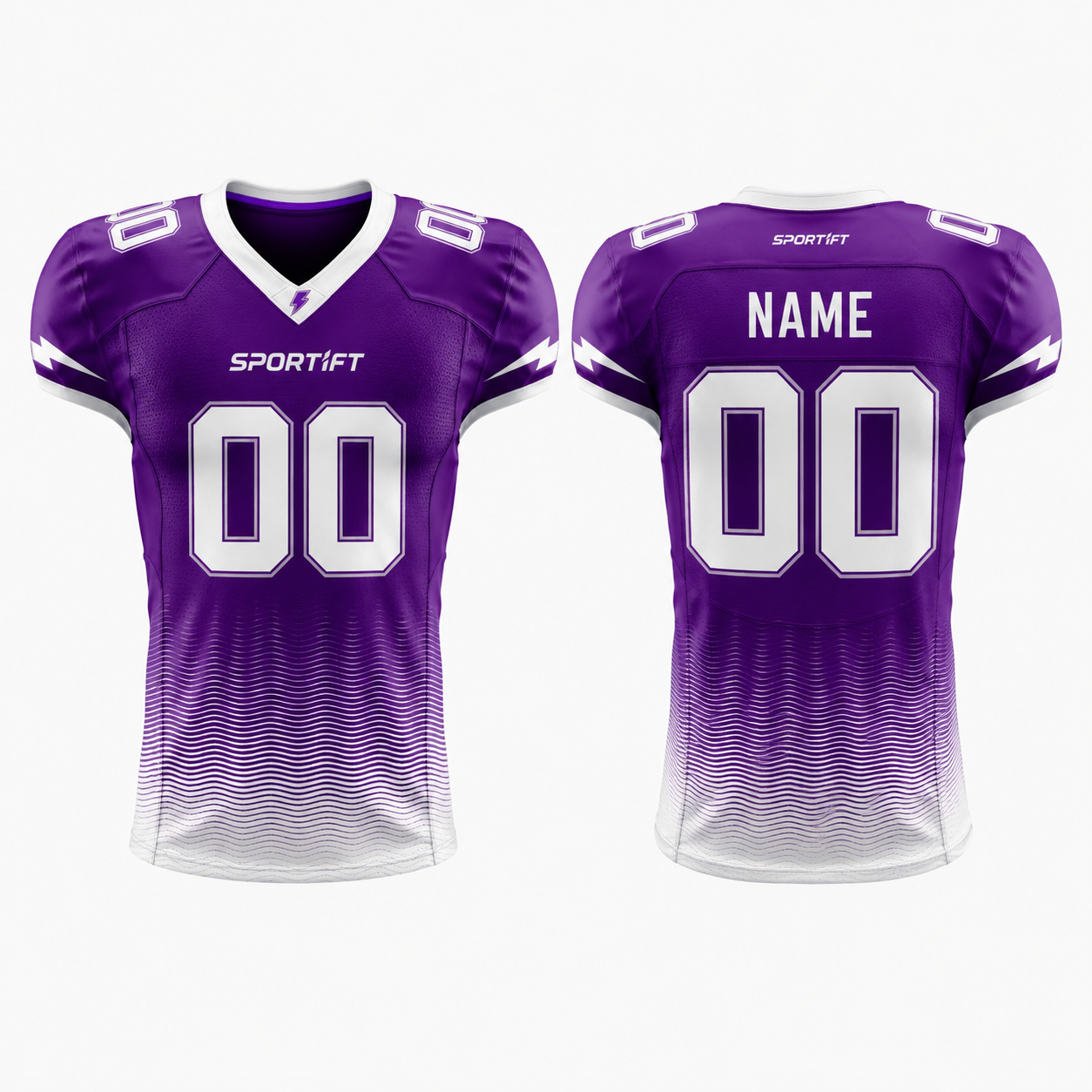 American Football Trikot Lila-Weiß – Neon Flash Stil