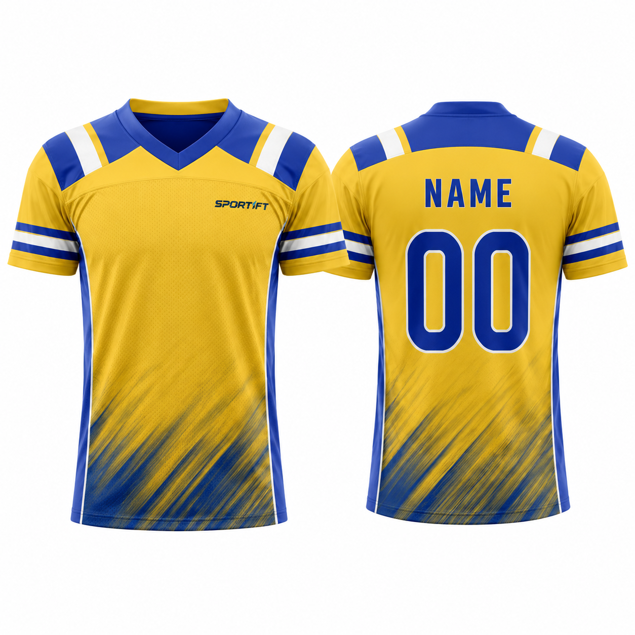 American Football Trikot Gelb Blau - Klassisches Training Jersey