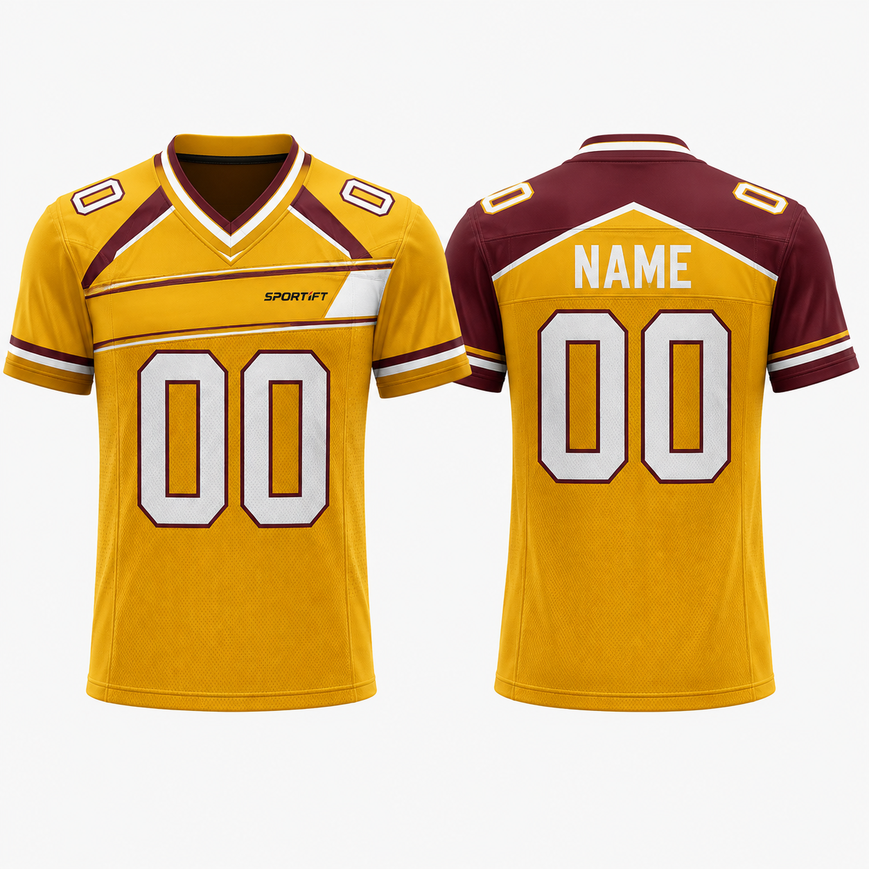 American Football Trikot Gold Maroon Falcons 07