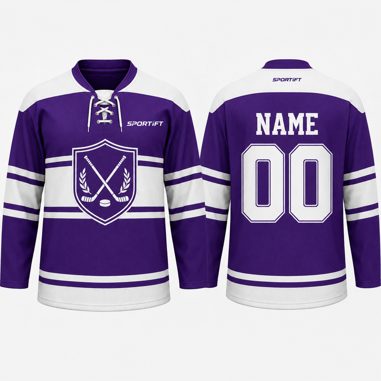 Eishockey Trikot Lila & Weiß – Vintage College Style