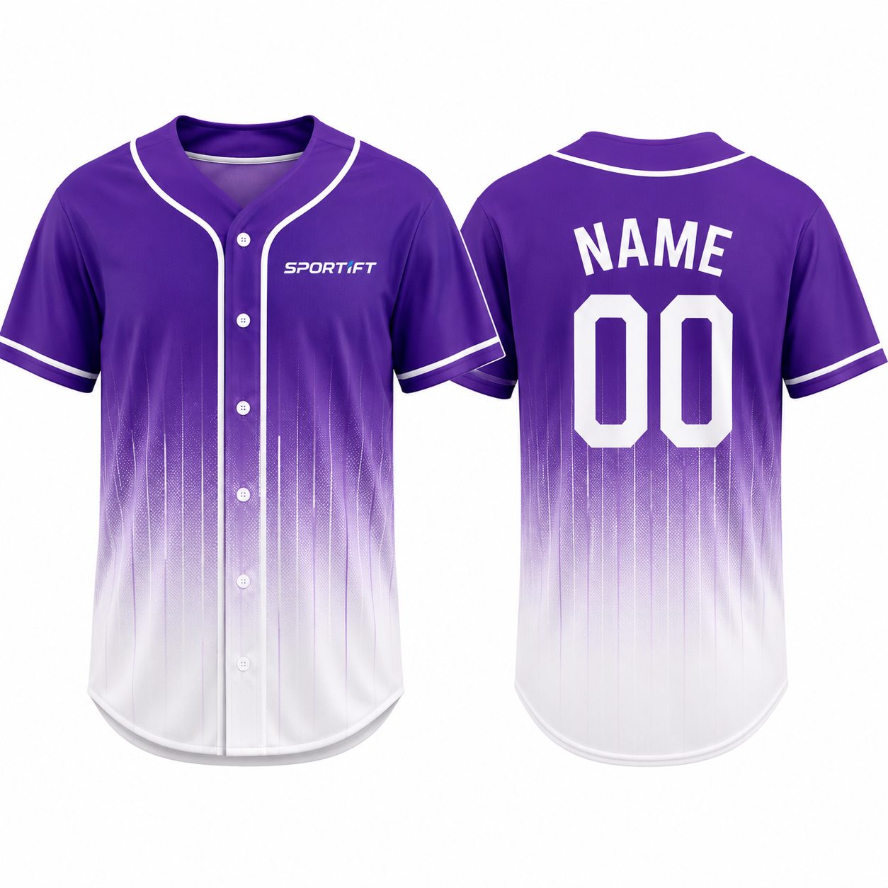 Baseball-Trikot Lila-Weiß Gradient – Modernes Sportshirt
