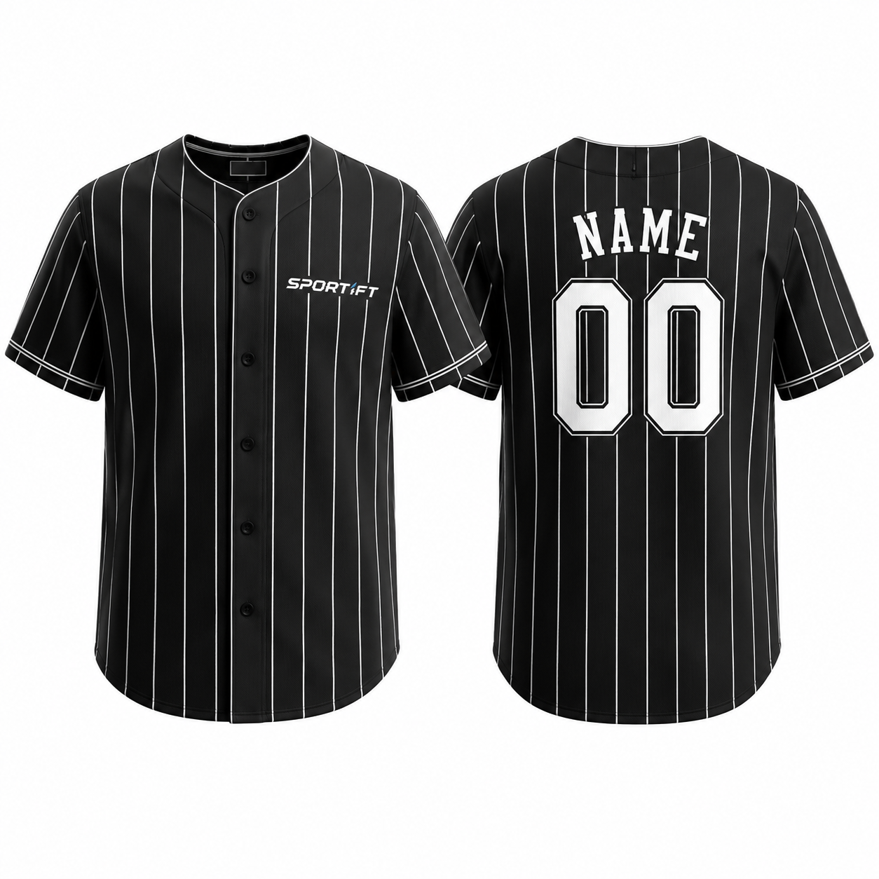 Baseball Jersey Schwarz/Weiß - Old Town Retro